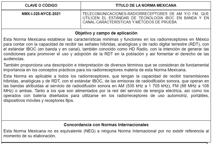 -DECLARATORIA de vigencia de la Norma Mexicana NMX-I-325-NYCE-2021.